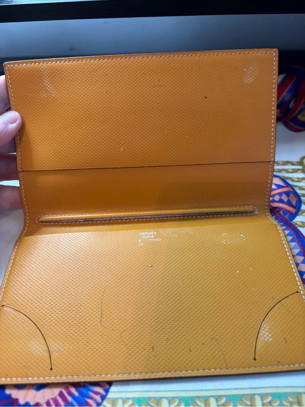 Authentic Hermès Calvi Card Holder - Epsom Leather -Gold with Contrast Stitching